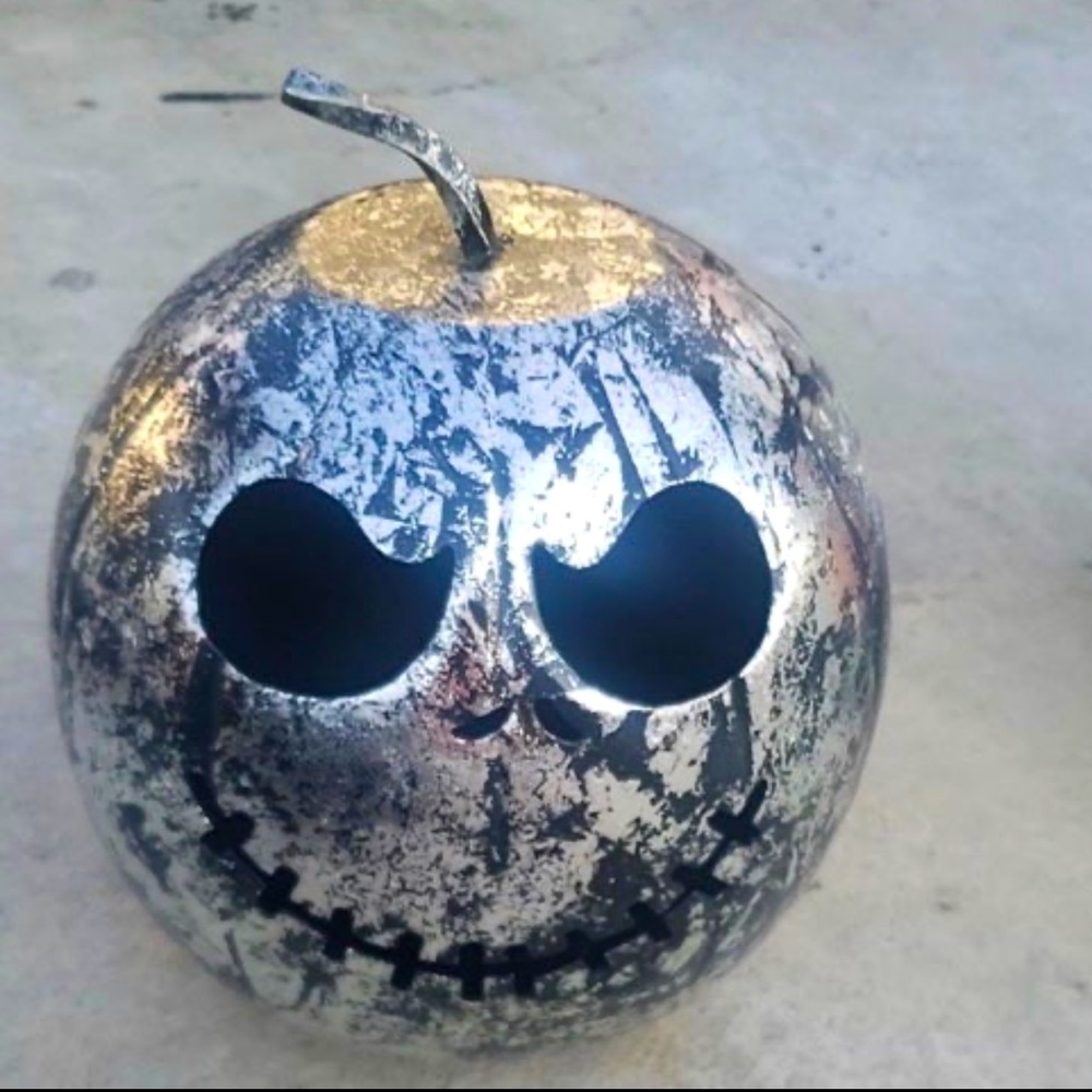 Jack Skellington Silver and Black Jack O Lantern